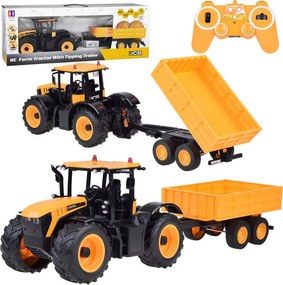JOKOMISIADA Traktor JCB s prívesom na diaľkové ovládanie s výklopnou korbou Double E 1:16 RC0670