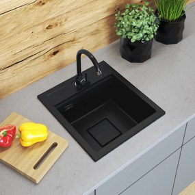 Gamma Quadro 4550, 1-komorový granitový drez 450x495x220 mm, čierna, GMA-ZLE000217