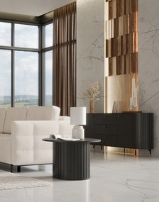 Komoda oblých tvarov s drážkovaním čierna ZANTE ZA4