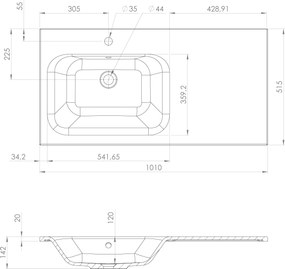 Sapho Sapho, LOREA skrinka 100x46x51,5cm (70+30Pcm), ľavá, dub Alabama/biela matná, LE070-2231-L-12