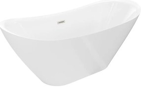 Mexen Lotos, voľne stojaca vaňa 180 x 75 cm, biela, prepad brúsený nikel, 52051807700-97