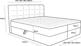 Čalúnená posteľ boxspring DIRELIS TRINITY 140x200 cm béžová Matrac: Bonell pružinová matrac