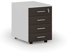 Kancelársky mobilný kontajner PRIMO WHITE, 4 zásuvky, biela/wenge