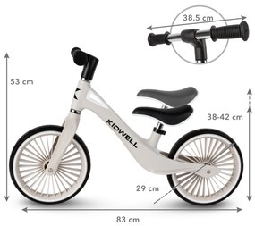 Kidwell NIX detský balančný bicykel – ľahký nylonový rám, PU kolesá 29 cm (sivý)