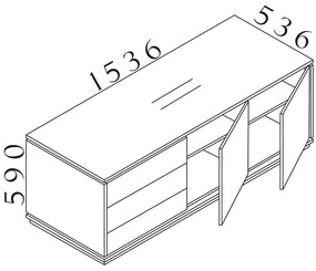 Kontajner Creator 153,6 x 53,6 cm, 3-modulový, antracit / biela