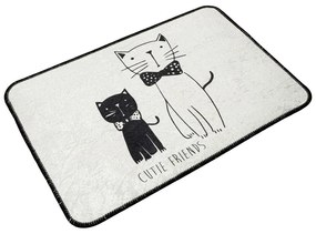 Biela/čierna kúpeľňová predložka 60x40 cm Little Cats - Foutastic