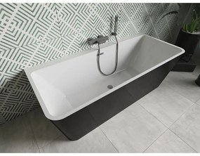 Mexen Volta, voľne stojaca nástenna vaňa 170 x 75 cm, biela-čierna, grafitový prepad, 51131707575-66