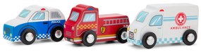 Súprava drevených mini záchranárskych vozidiel - 3 ks
