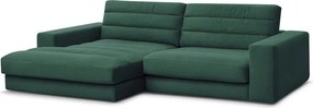 Zelená zamatová rohová pohovka (ľavý roh/s leňoškou) Sierra – Bobochic Paris