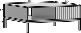 Konferenční stolek Meorati 80 cm černý/dub Artisan