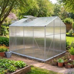 Skleník so základňou BestBerg BBGH‑806S / 4,8 m² / 252 × 190 × 194 cm / strieborná