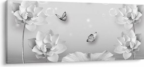 Obraz - Kvetinový dizajn s motýlikmi (120x50 cm)