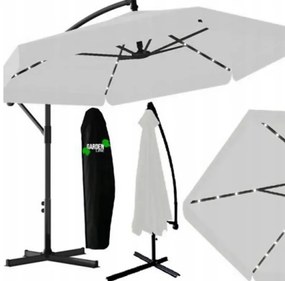 Záhradný slnečník s ochranným obalom a LED osvetlením – sivý