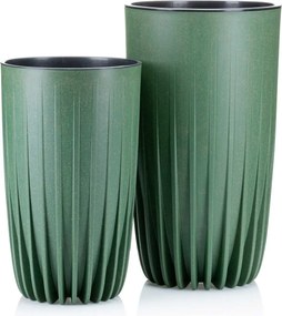 PLASTOVÝ KVETINÁČ STRIPPED ECO SADA 2KS 42X25 CM+ 51X30 CM ZELENÁ