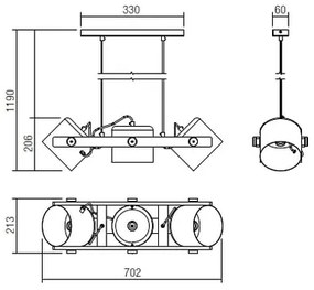 Redo 01-2403 - Luster na lanku POOH 3xE27/42W/230V buk