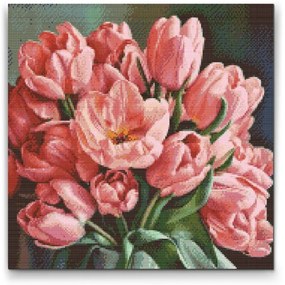 Gario Diamantové maľovanie Romantická kytica tulipánov Rozmery: 50 x 50 cm, Rámovanie: Iba zrolované plátno, Diamanty: Štvorcové