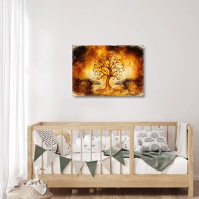 Prírodný abstraktný sklenený obraz stromu (70x50 cm)