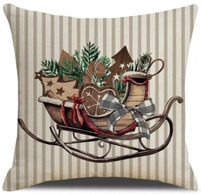 Vianočný poťah na vankúš SLEIGH 45x45 cm, béžový