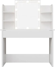 Toaletný stolík s LED osvetlením a zrkadlom, biely