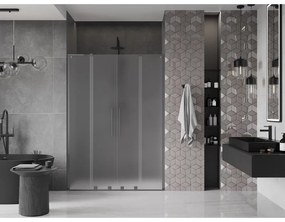 Mexen Velar L Duo, posuvné sprchové dvere do otvoru 150 cm, 8mm sklo námraza, grafit brúsený, 871-150-003-32-66