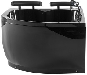 Vírivá rohová vaňa s LED osvetlením pravostranná 160 x 113 cm čierna PARADISO Beliani