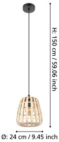 Eglo 390152 - Luster na lanku MONTEZUELO 1xE27/40W/230V pr. 24 cm bambus