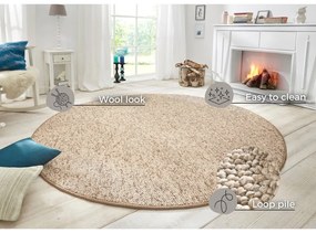 Svetlohnedý okrúhly koberec ø 200 cm Wolly – BT Carpet