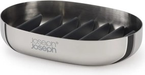 Nádobka na mydlo z nehrdzavejúcej ocele v lesklej striebornej farbe EasyStore Luxe – Joseph Joseph