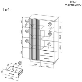 Komoda typ LA4 Laticia (matna čierna + dub wotan). Vlastná spoľahlivá doprava až k Vám domov. 1040630