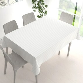 Biante Damaškový obdĺžnikový obrus Atlas Grádl DM-011 Biely - pásiky 2 cm 120x160 cm