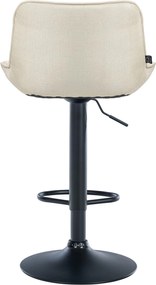 Barová stolička Vonore - látka, čierny rám - Krémová