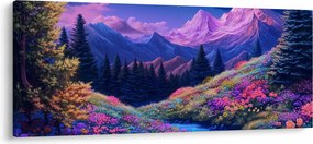 Obraz - Fialová krajina pri úplnku (120x50 cm)