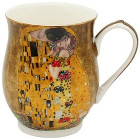 HOME ELEMENTS Porcelánový hrnček 350 ml, Klimt, Bozk zlatý