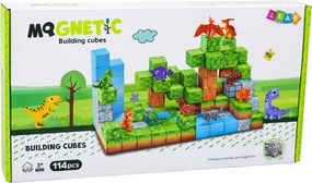 LEAN Toys Magnetické stavebné kocky Štvorcový svet 3D 114 el.
