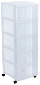 Úložný box s 5 zásuvkami, transparentný, ORGAMIX MAXI