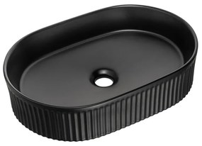 Závěsná skříňka Nova Black II s deskou a umyvadlem 80 cm černá/dub evoke