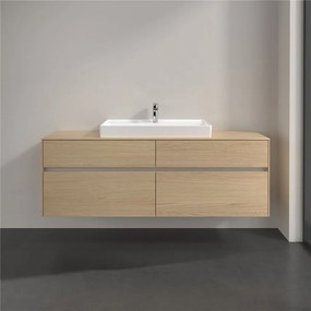 VILLEROY &amp; BOCH Collaro závesná skrinka pod umývadlo na dosku (umývadlo v strede), 4 zásuvky, 1600 x 500 x 548 mm, Nordic Oak, C02800VJ