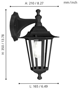 EGLO 22467 - vonkajšie nástenné svietidlo LATERNA 4 1xE27/60W čierna