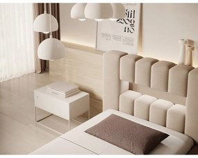 Svetlohnedá čalúnená jednolôžková posteľ s úložným priestorom s roštom 90x200 cm Lamica – ELTAP