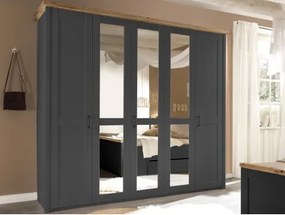 Šatníková skriňa Locarno, 5-dverová, grafit/dub artisan%