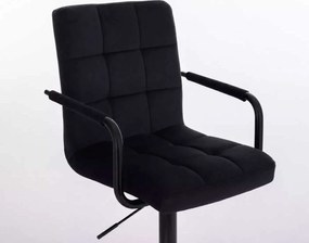 LuxuryForm DESIGN Barová stolička VERONA BLACK VELUR na čiernej hranatej podstave - čierna