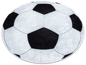 Prateľný protišmykový okrúhly koberec JUNIOR 51553.802 Futbalová lopta, čierno - biely