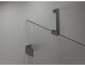 Mexen Lunar, pravý výklopný päťuholníkový sprchový kút 90 x 80 cm, 8mm číre sklo, grafitový profil, 831-090P-080L-95-00-P