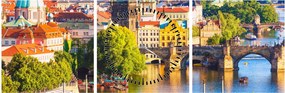 Obraz - Praha (s hodinami) (90x30 cm)