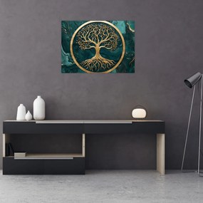 Obraz – Zlatý strom života v mramore (70x50 cm)