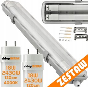 Sada hermetického LED svietidla 120 cm + 2x žiarivky G13 PREMIUM 4860lm STRONG