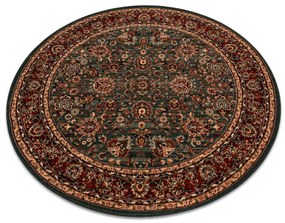 Koberec KASHQAI 4362 400 ornament, zelený / bordový kruh