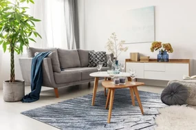 Koberec COZY 8874 Timber sivý/nebeský