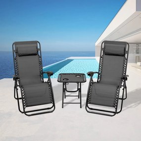 3-dielny set relaxačných kresiel + stolíka Avenberg SALIDA - SIVÁ