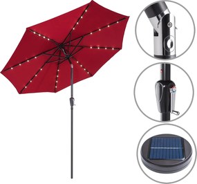Zahradní slunečník s LED osvětlením Floridas 300 cm červený